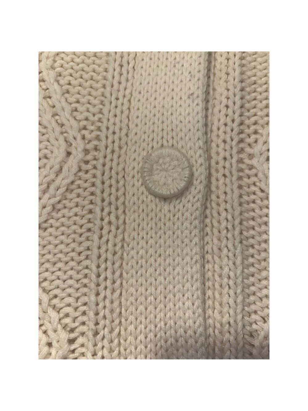 Virgin Acrylic Fiber sweater made in Korea crochet buttons size medium cream - Picture 4 of 11